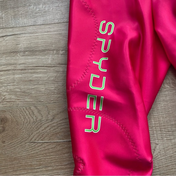Spyder Performance GS Ladies Large Ski Race Suit in Taffy Pink Bryte Green color - Picture 9 of 16